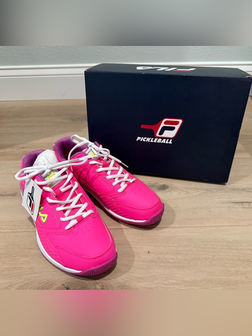 Fila Women's Hot Pink and White Athletic Pickleball Shoes